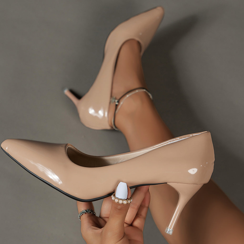 Women's Solid Color Stiletto Heels, Elegant Pointed Toe Work Pumps, Lightweight Dress Pumps - Roberto Fashion House