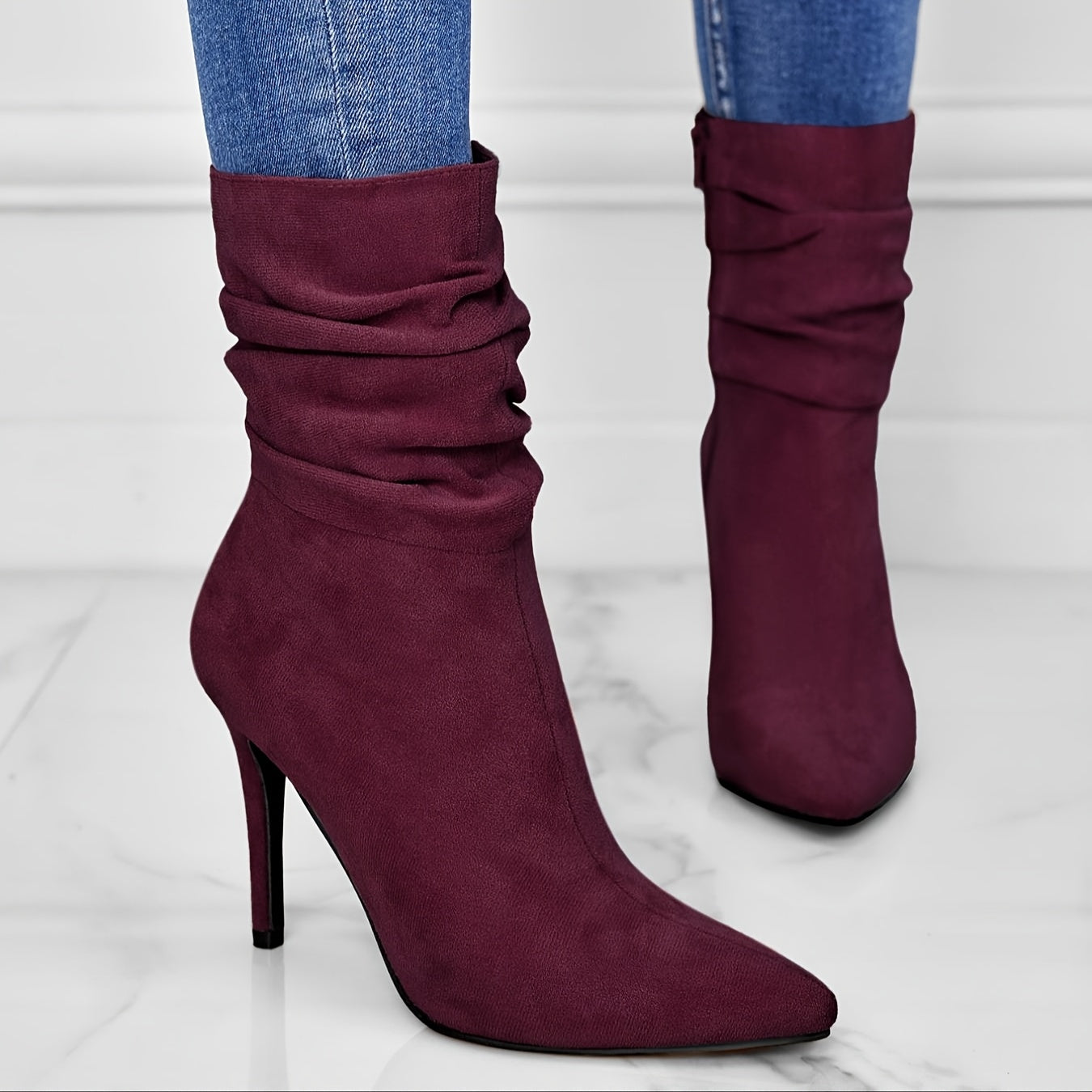 Women's Plain Fashionable Mid-Calf Boots with Zipper for Comfort and Casual Wear, Round Toe in the Middle of Calf - Roberto Fashion House