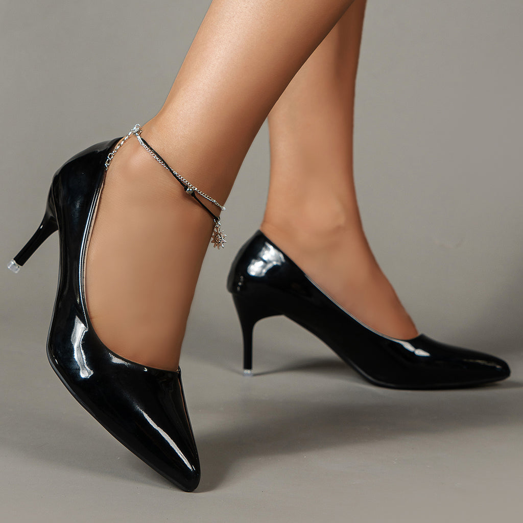 Women's Solid Color Stiletto Heels, Elegant Pointed Toe Work Pumps, Lightweight Dress Pumps - Roberto Fashion House