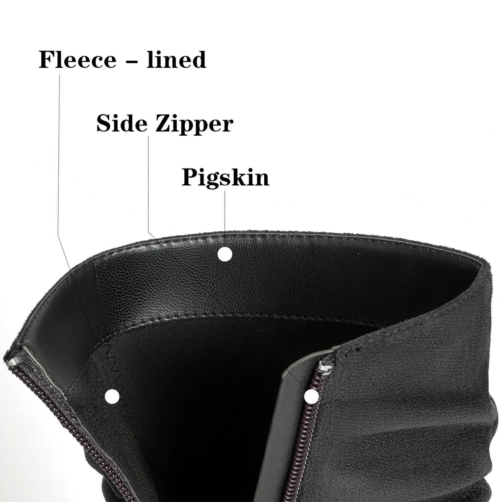 Women's Plain Fashionable Mid-Calf Boots with Zipper for Comfort and Casual Wear, Round Toe in the Middle of Calf - Roberto Fashion House