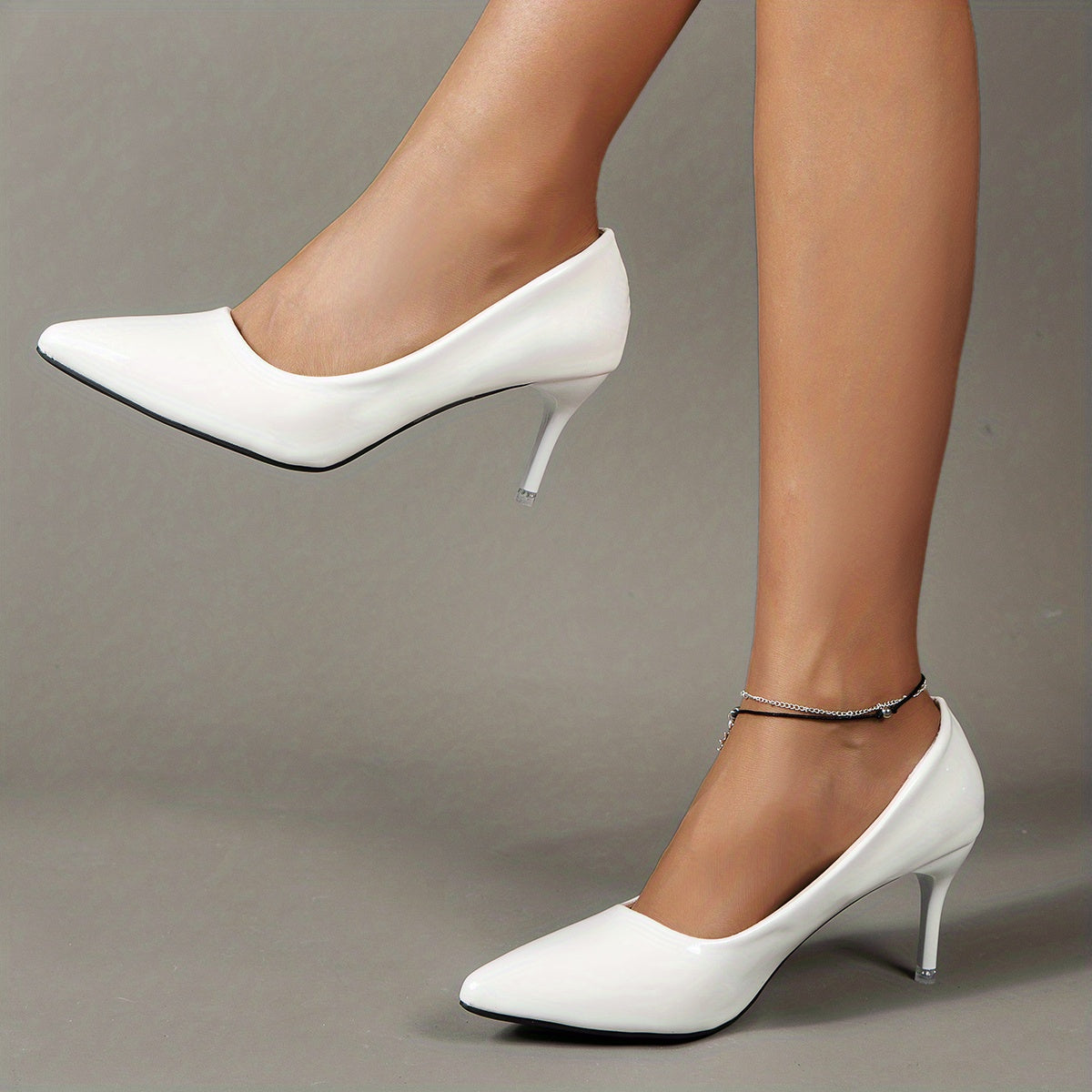 Women's Solid Color Stiletto Heels, Elegant Pointed Toe Work Pumps, Lightweight Dress Pumps - Roberto Fashion House