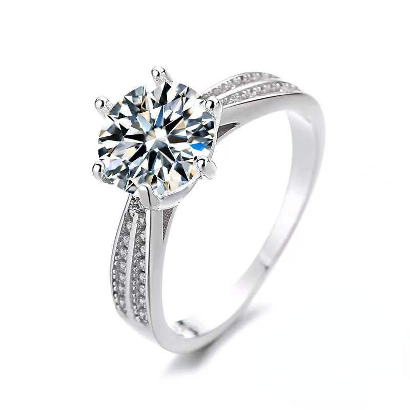 Original Tancise 925 Pure Silvery Ring with Moissanite Diamond and Certificate, Exquisite Jewelry for Women's Engagement Ring - Roberto Fashion House