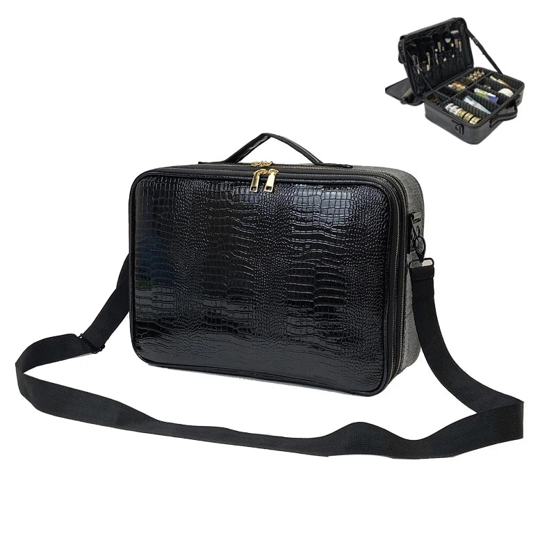 New  Professional Make Up Box Large Capacity Storage Travel Toiletry Makeup Suitcase PU Leather Cosmetic Bag - Roberto Fashion House