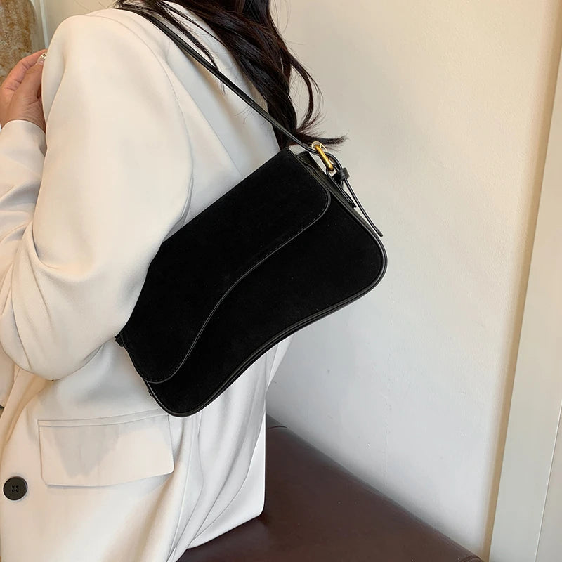 Fashionable Minimalist Velvet Shoulder Bag 2024 Autumn New Good-looking Commuting To Work Versatile Practical Crossbody Bags