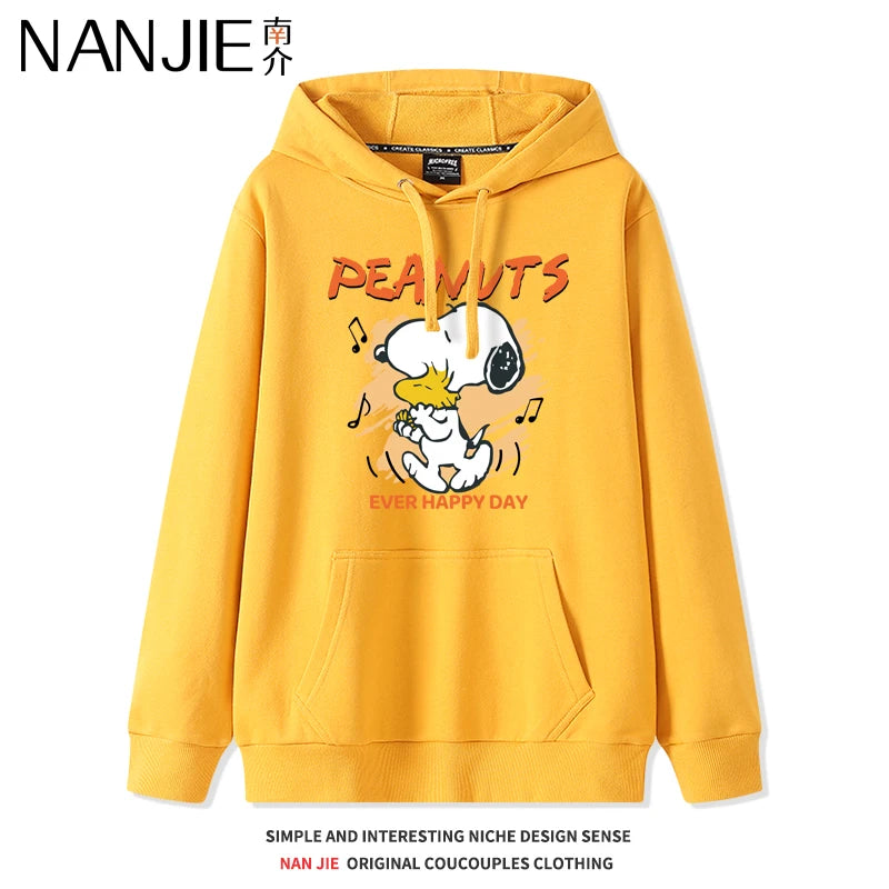 Snoopy Sweater Women's Spring and Autumn 2024 New Japanese  Collegte Wind Velvet Hooded Pullover Jacke Cute Sweet Simple Clothes