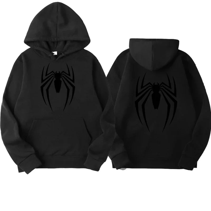 2024 New Men's Hoodie Street Fashion Spider Print Sweatshirt Fleece Ladies Casual Funny Loose Hoodie spiderman Men's clothing