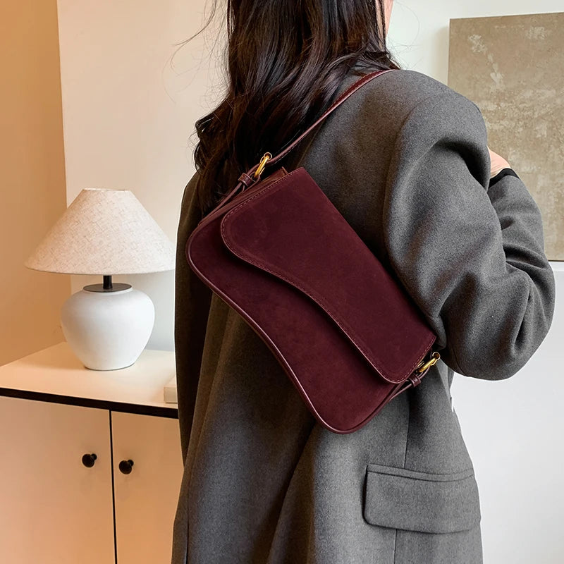 Fashionable Minimalist Velvet Shoulder Bag 2024 Autumn New Good-looking Commuting To Work Versatile Practical Crossbody Bags