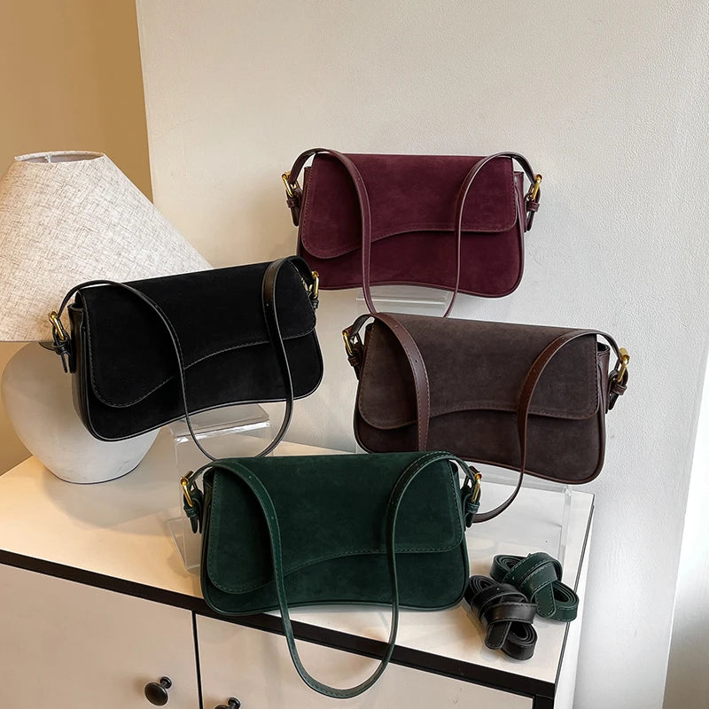 Fashionable Minimalist Velvet Shoulder Bag 2024 Autumn New Good-looking Commuting To Work Versatile Practical Crossbody Bags
