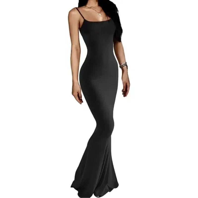 Summer New High Elastic Tight Casual Skirt Sleeveless Sexy Long Suspender Butt Lift Fishtail Dress - Roberto Fashion House
