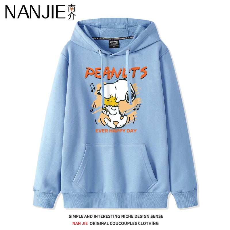 Snoopy Sweater Women's Spring and Autumn 2024 New Japanese  Collegte Wind Velvet Hooded Pullover Jacke Cute Sweet Simple Clothes