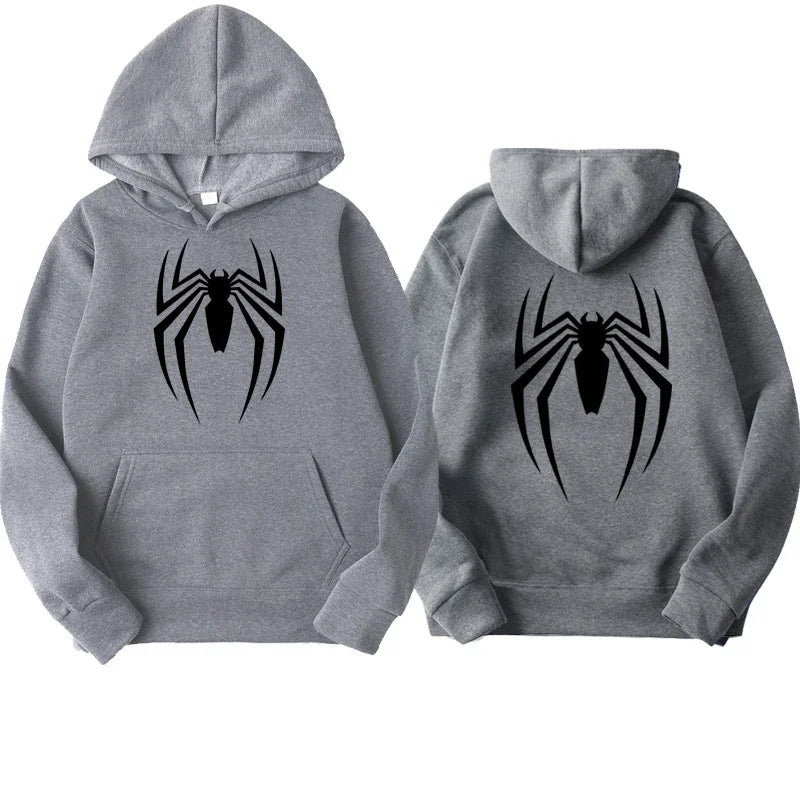2024 New Men's Hoodie Street Fashion Spider Print Sweatshirt Fleece Ladies Casual Funny Loose Hoodie spiderman Men's clothing