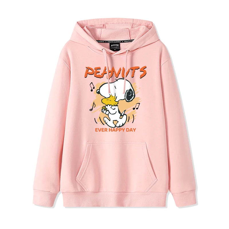 Snoopy Sweater Women's Spring and Autumn 2024 New Japanese  Collegte Wind Velvet Hooded Pullover Jacke Cute Sweet Simple Clothes