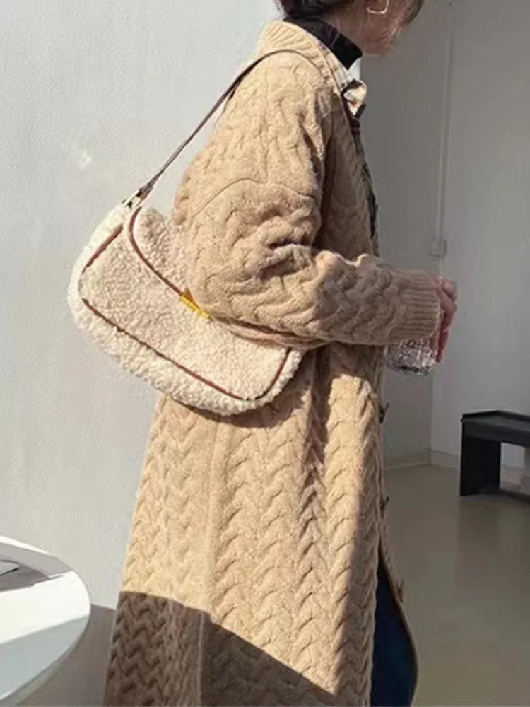 2025 New Autunm Winter Long Sweater Coat for Women Elegant Office Lady Sweaters Casual Loose Long Sleeve Knitted Cardigan - Roberto Fashion House