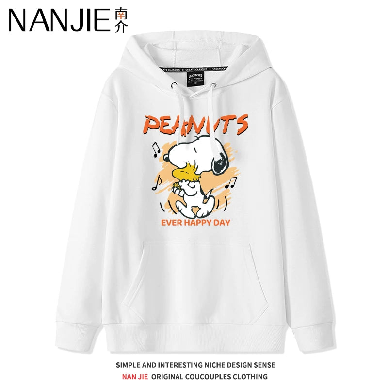 Snoopy Sweater Women's Spring and Autumn 2024 New Japanese  Collegte Wind Velvet Hooded Pullover Jacke Cute Sweet Simple Clothes