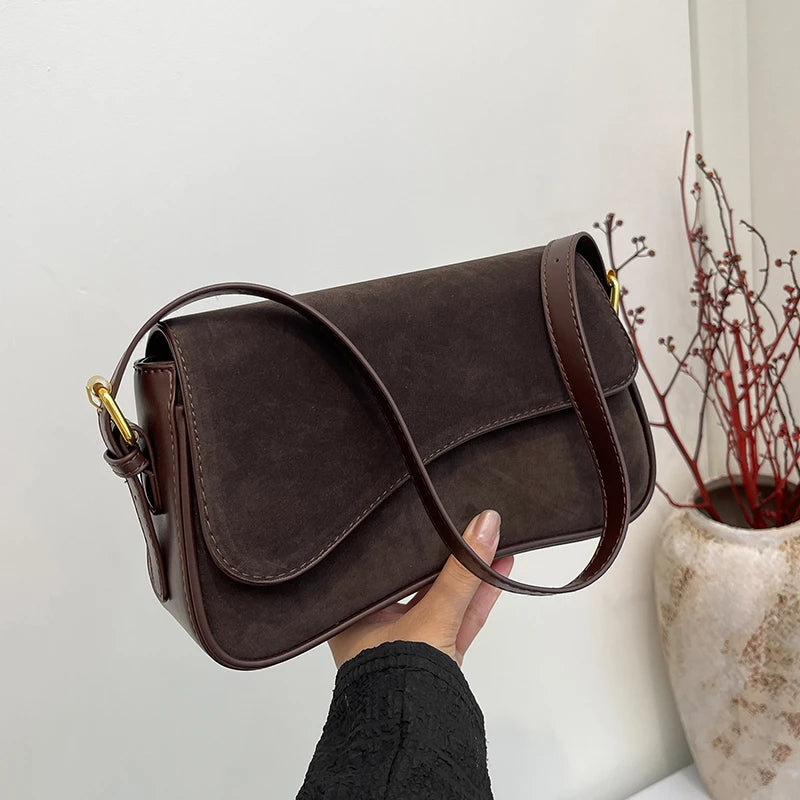 Fashionable Minimalist Velvet Shoulder Bag 2024 Autumn New Good-looking Commuting To Work Versatile Practical Crossbody Bags