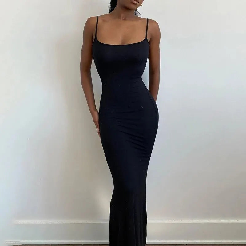 Summer New High Elastic Tight Casual Skirt Sleeveless Sexy Long Suspender Butt Lift Fishtail Dress - Roberto Fashion House