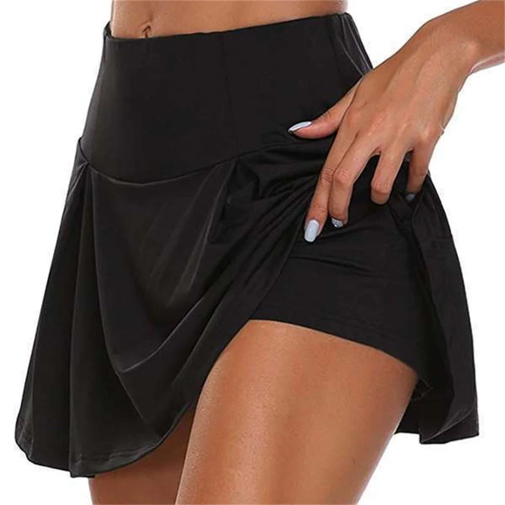 High-waisted Sports Culottes Women's Yoga Fitness Tennis Lining Anti-empty Running Quick-drying Short Skirt - Roberto Fashion House