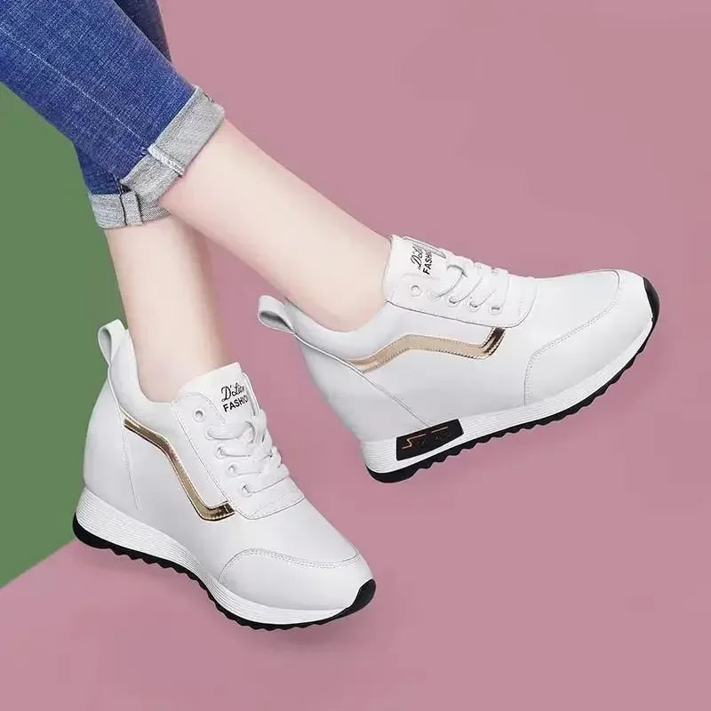 Hot Sale Hidden Heel Women's Shoes Sneaker Casual Fashion2023 New Leather Shoe Korean Version Thick Bottom High Quality Women 40 - Roberto Fashion House