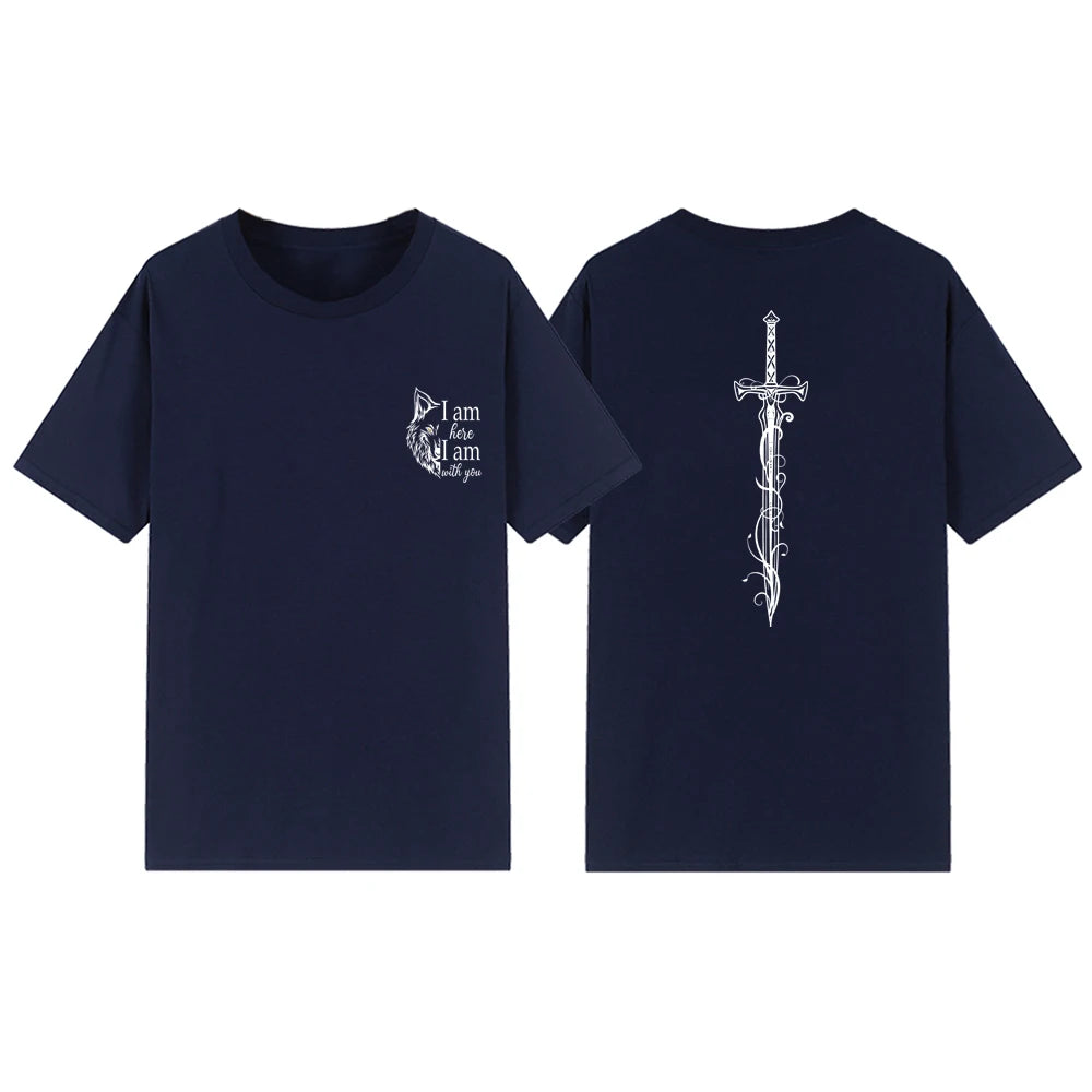 I Am Here I Am with You T Shirts Throne of Glass Merch Unisex Short Sleeve Tshirt Vintage TOG Quote Shirt Streetwear Women Tops