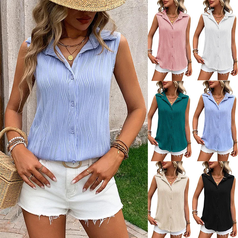 Casual Loose Sleeveless Shirts For Women Summer Vintage Women's Oversized Shirts And Blouses Fashion Elegant Youth Female Tops - Roberto Fashion House