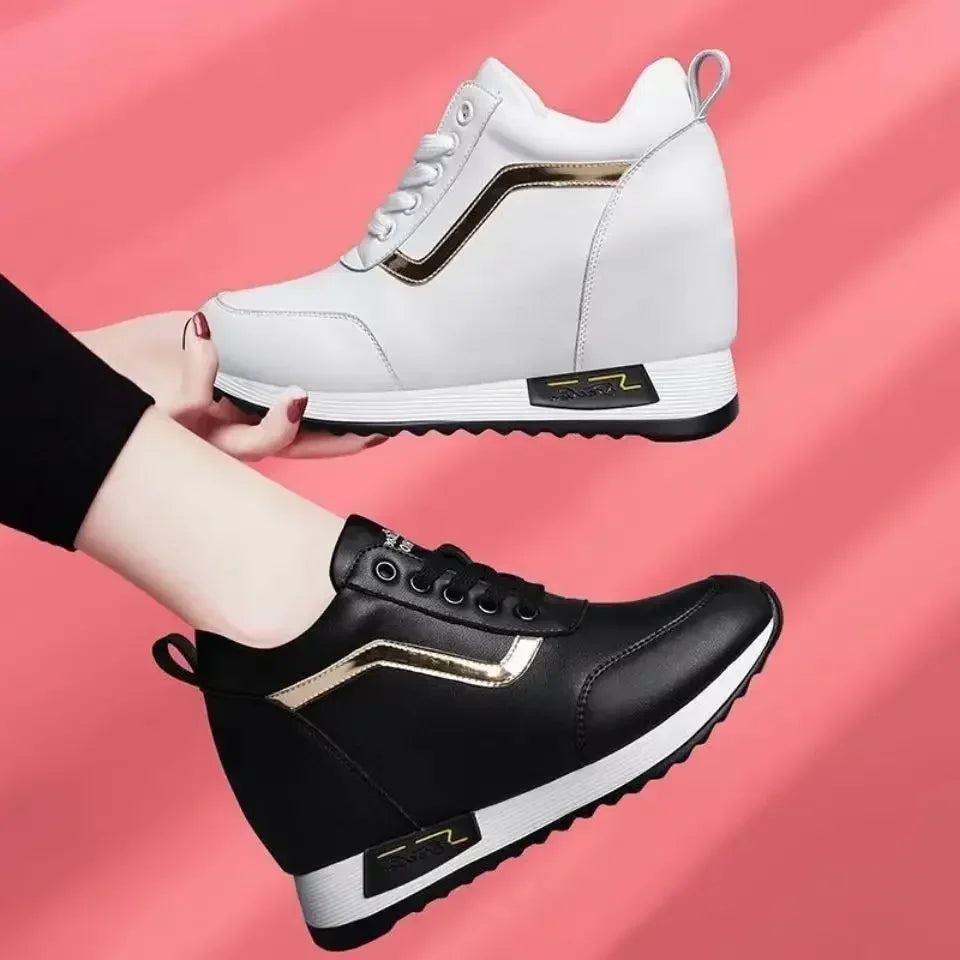 Hot Sale Hidden Heel Women's Shoes Sneaker Casual Fashion2023 New Leather Shoe Korean Version Thick Bottom High Quality Women 40 - Roberto Fashion House