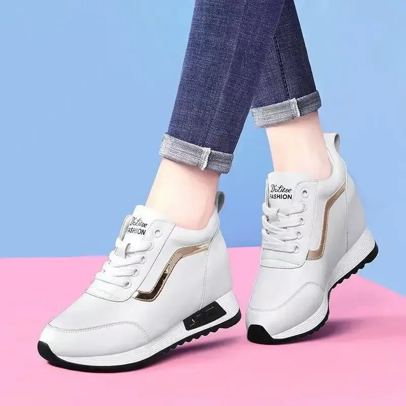 Hot Sale Hidden Heel Women's Shoes Sneaker Casual Fashion2023 New Leather Shoe Korean Version Thick Bottom High Quality Women 40 - Roberto Fashion House
