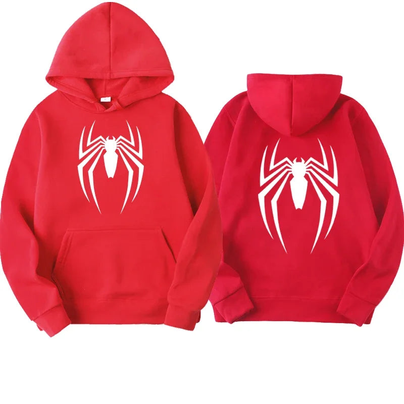 2024 New Men's Hoodie Street Fashion Spider Print Sweatshirt Fleece Ladies Casual Funny Loose Hoodie spiderman Men's clothing