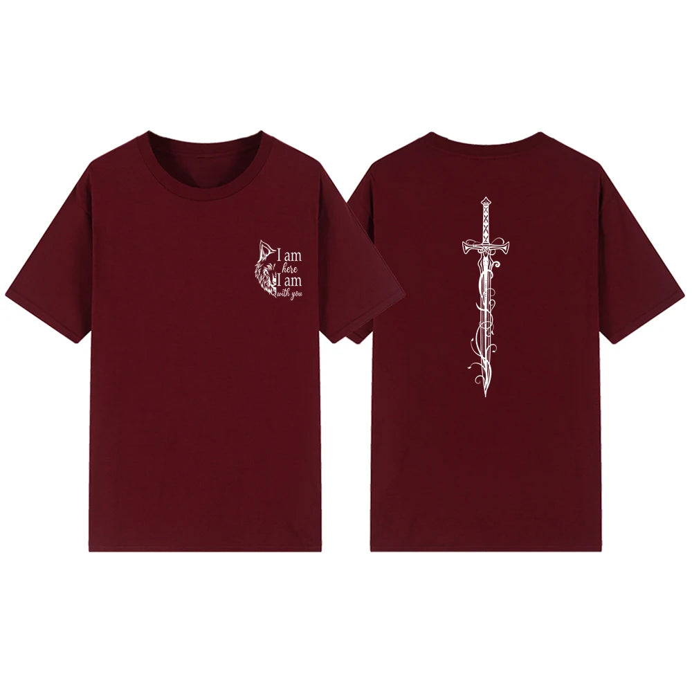 I Am Here I Am with You T Shirts Throne of Glass Merch Unisex Short Sleeve Tshirt Vintage TOG Quote Shirt Streetwear Women Tops