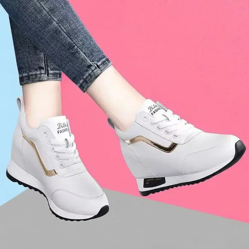 Hot Sale Hidden Heel Women's Shoes Sneaker Casual Fashion2023 New Leather Shoe Korean Version Thick Bottom High Quality Women 40 - Roberto Fashion House