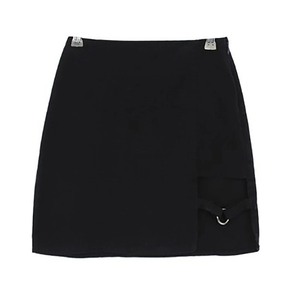 Women Slim Short T-shirt Sexy Tight Turtleneck Long Sleeve Goth Crop Top Solid Black Club Autumn Spring Streetwear Harajuku