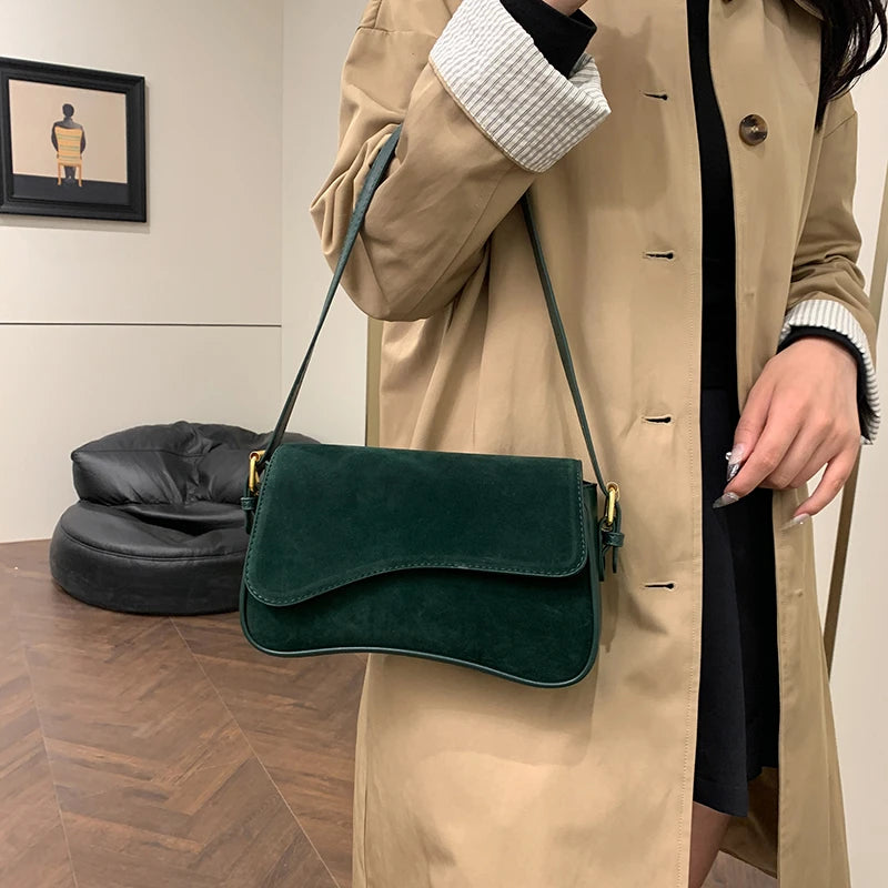 Fashionable Minimalist Velvet Shoulder Bag 2024 Autumn New Good-looking Commuting To Work Versatile Practical Crossbody Bags
