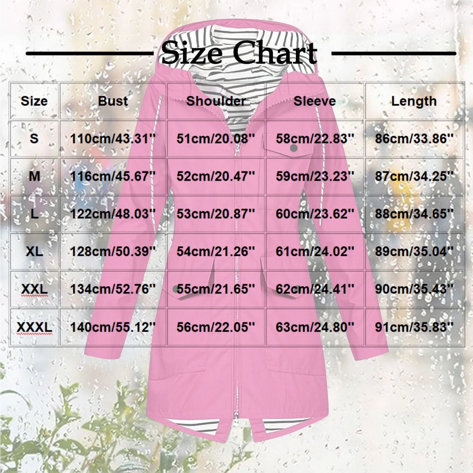 Women's Solid Color Rain Jacket Casual Windbreaker Outdoor Waterproof Hooded Raincoat Windproof Mountaineering Jacket Coats
