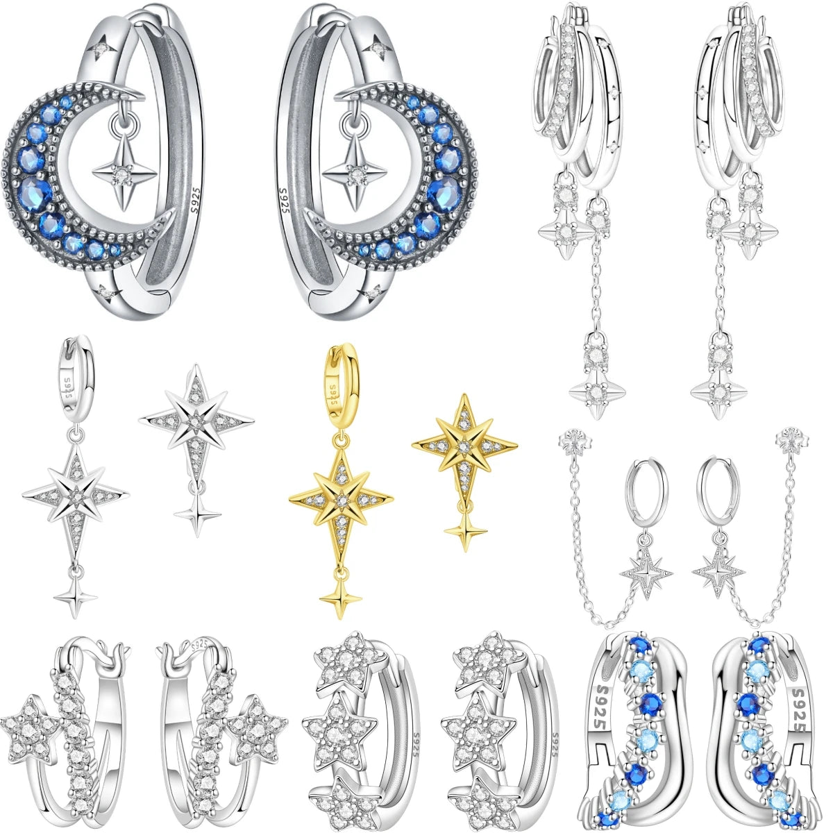 925 Sterling Silver Moon Tassel Series Earring Jewelry Versatile Hoop Earrings For Women Jewelry Fine Birthday Party Gifts - Roberto Fashion House