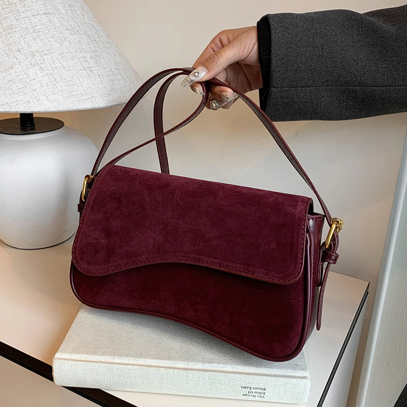 Fashionable Minimalist Velvet Shoulder Bag 2024 Autumn New Good-looking Commuting To Work Versatile Practical Crossbody Bags