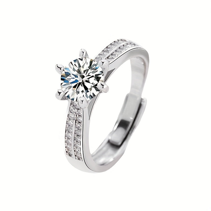 Original Tancise 925 Pure Silvery Ring with Moissanite Diamond and Certificate, Exquisite Jewelry for Women's Engagement Ring - Roberto Fashion House