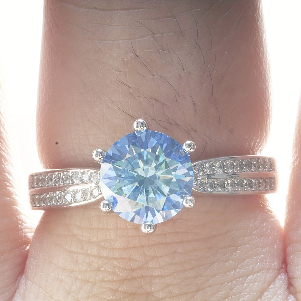 Original Tancise 925 Pure Silvery Ring with Moissanite Diamond and Certificate, Exquisite Jewelry for Women's Engagement Ring - Roberto Fashion House