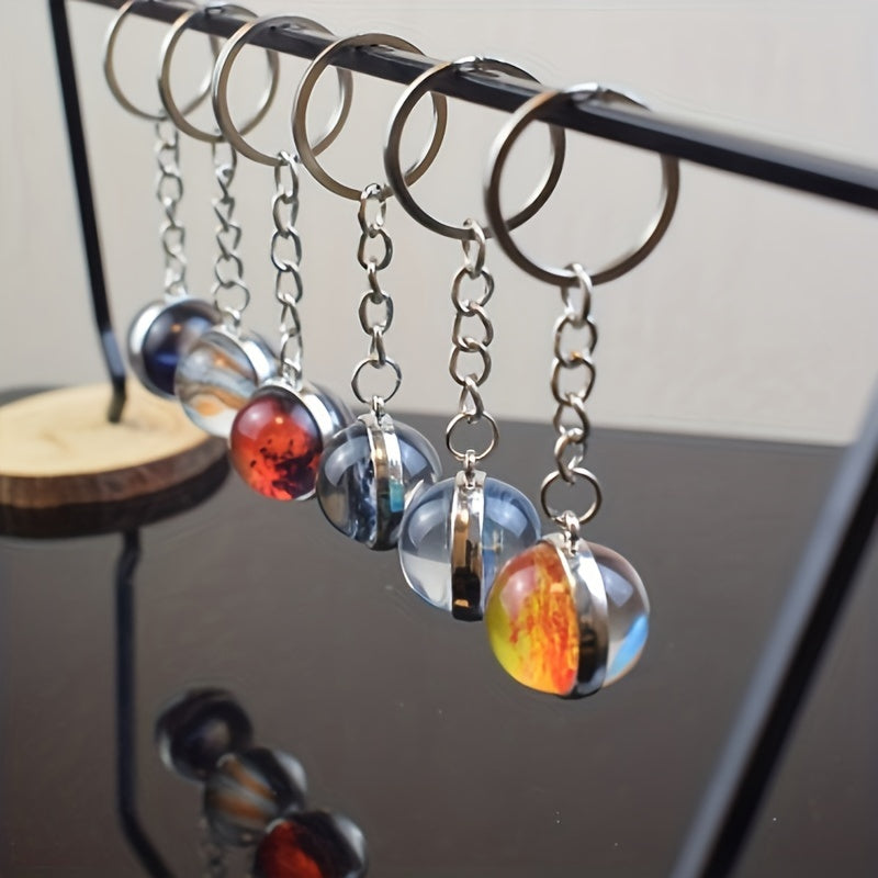 Solar System Planets Keychain - Metal Moon Phase Charm with 8 Planet Designs, Celestial-Themed Gift for Anniversaries, Keys, Wallets & Bags, Celestial Keychain | Metallic Finish | Metal Construction - Roberto Fashion House