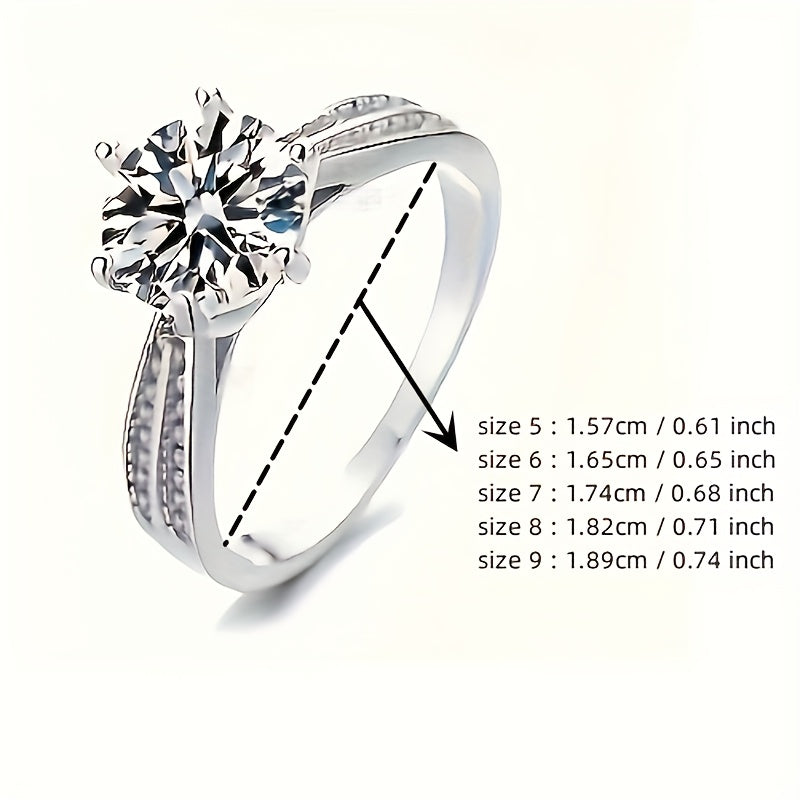 Original Tancise 925 Pure Silvery Ring with Moissanite Diamond and Certificate, Exquisite Jewelry for Women's Engagement Ring - Roberto Fashion House