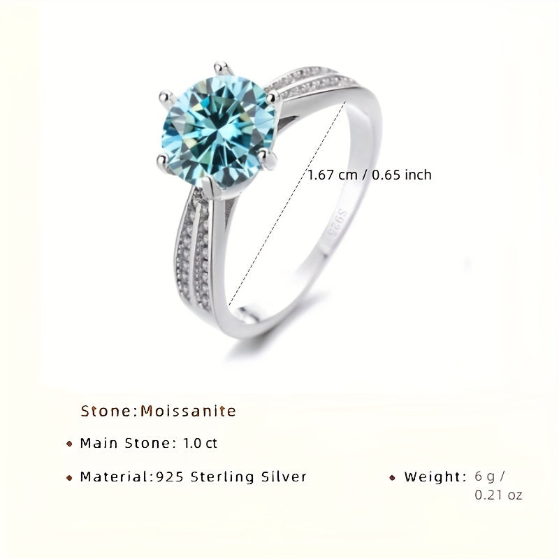 Original Tancise 925 Pure Silvery Ring with Moissanite Diamond and Certificate, Exquisite Jewelry for Women's Engagement Ring - Roberto Fashion House