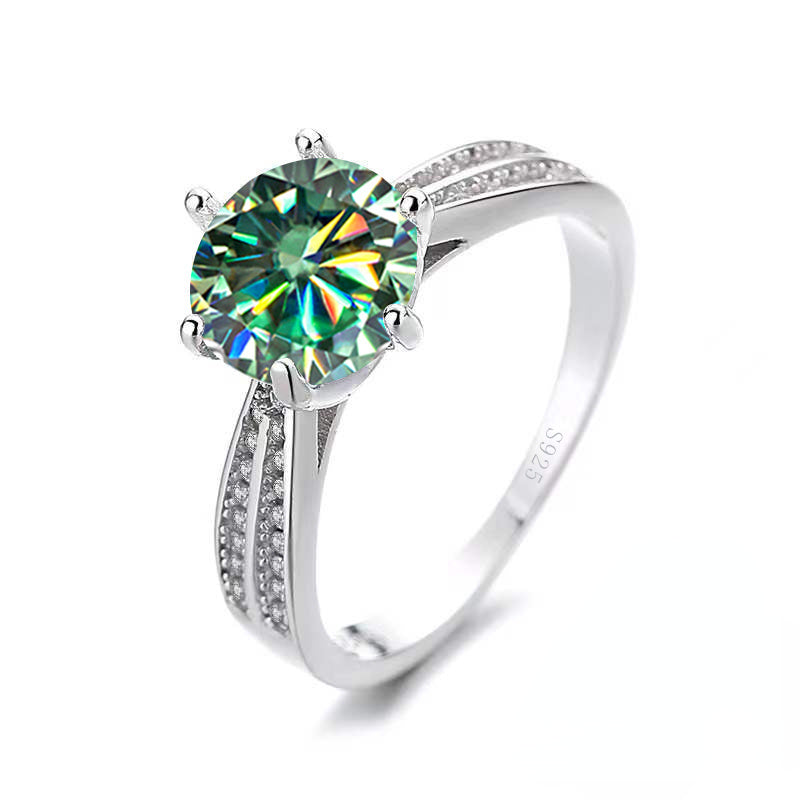 Original Tancise 925 Pure Silvery Ring with Moissanite Diamond and Certificate, Exquisite Jewelry for Women's Engagement Ring - Roberto Fashion House